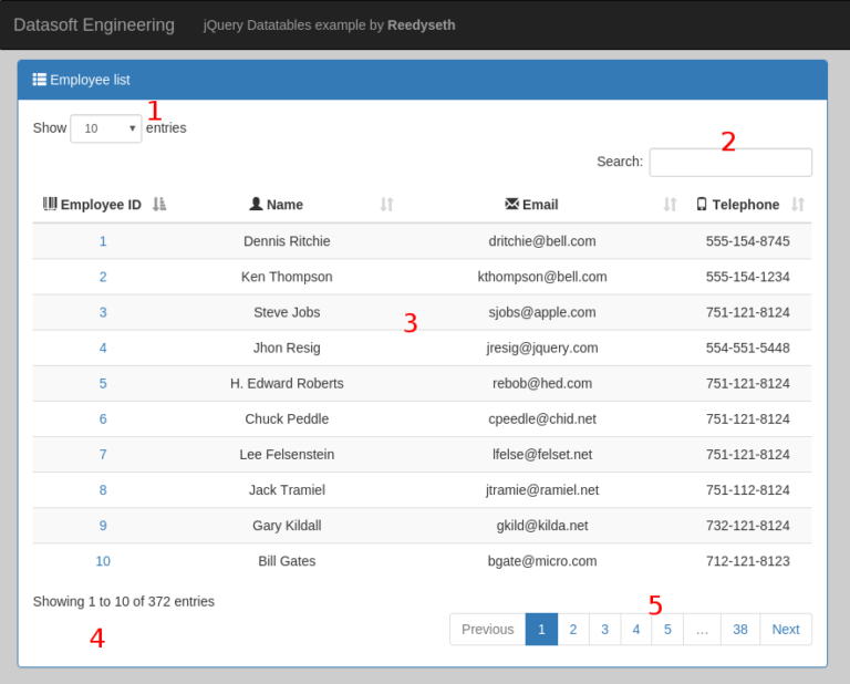 jQuery Datatables sDom - Custom Elements » The Code